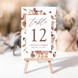Tarjeta De Mesa Boda floral de otoño romántico
