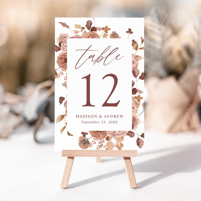 Tarjeta De Mesa Boda floral de otoño romántico (Subido por el creador)