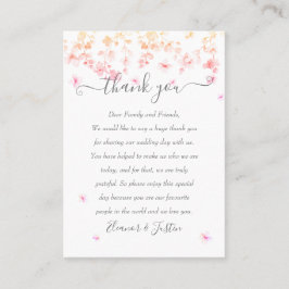 Tarjeta De Mesa Boda Floral de Peach Blossom Gracias