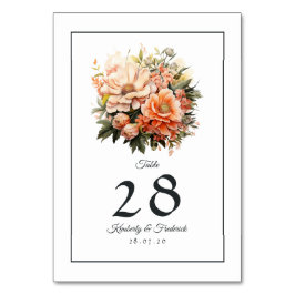 Tarjeta De Mesa Boda Floral de Peach Fuzz