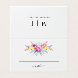 Tarjeta de mesa Boda floral de primavera amarilla 