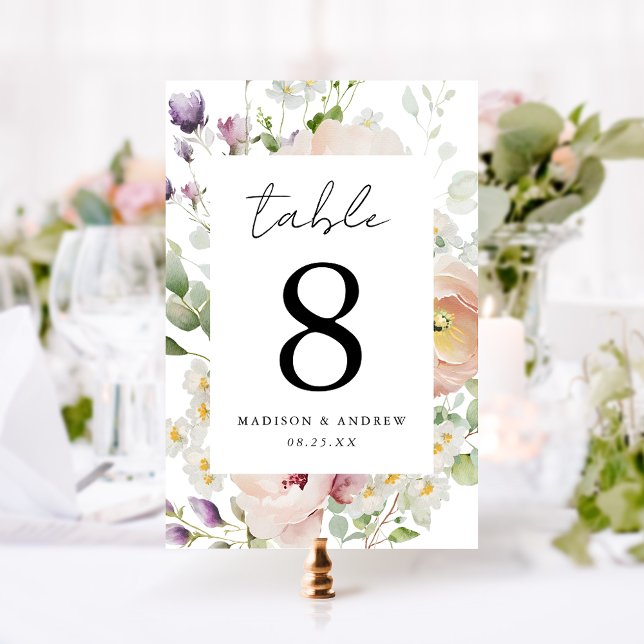 Tarjeta De Mesa Boda Floral de Primavera Delicada (Subido por el creador)
