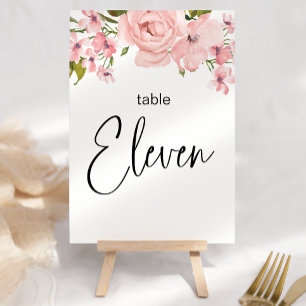 Tarjeta De Mesa Boda floral de rosas rosadas Rubor Número de tabla
