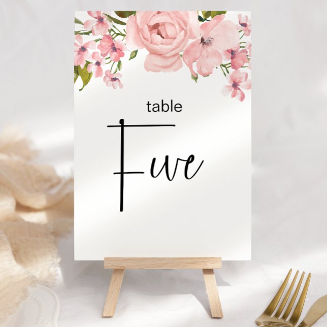 Tarjeta De Mesa Boda floral de rosas rosadas Rubor Número de tabla (Subido por el creador)