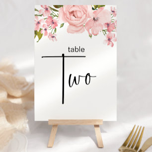 Tarjeta De Mesa Boda floral de rosas rosadas Rubor Número de tabla
