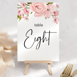 Tarjeta De Mesa Boda floral de rosas rosadas Rubor Número de tabla