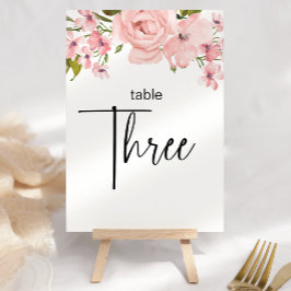 Tarjeta De Mesa Boda floral de rosas rosadas Rubor Número de tabla