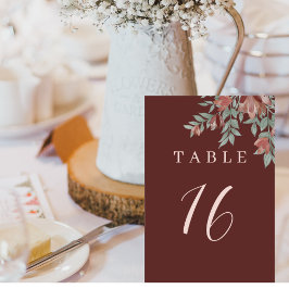 Tarjeta De Mesa Boda floral de Terracota Rusa