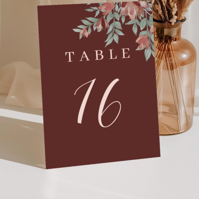 Tarjeta De Mesa Boda Floral de Terracota Rústica (Subido por el creador)