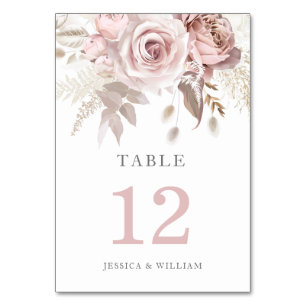 Tarjeta De Mesa Boda floral divino Rosa Gold Rubor