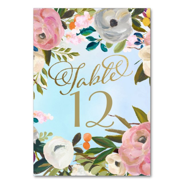 Tarjeta De Mesa Boda floral Dream Garden (Anverso)