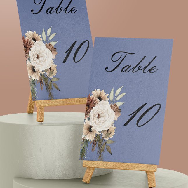 Tarjeta De Mesa Boda Floral Dusty Blue Boho (Subido por el creador)