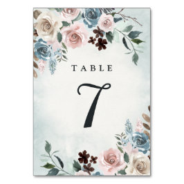 Tarjeta De Mesa Boda floral Dusty Blue y Rubor Pink Mauve