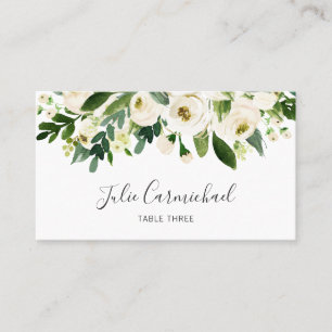 Tarjeta De Mesa Boda floral elegante con acuarela blanca