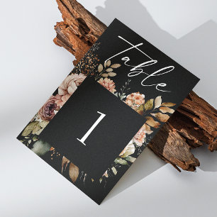 Tarjeta De Mesa Boda floral elegante de otoño   Boho romántico neg