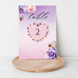 Tarjeta De Mesa Boda floral elegante moderna con tonos rosados 