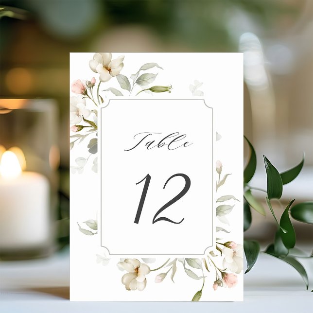 Tarjeta De Mesa Boda floral elegante Rubor Sage blanco (Subido por el creador)