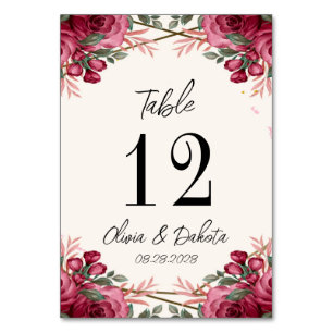 Tarjeta De Mesa Boda floral geométrica Rosa