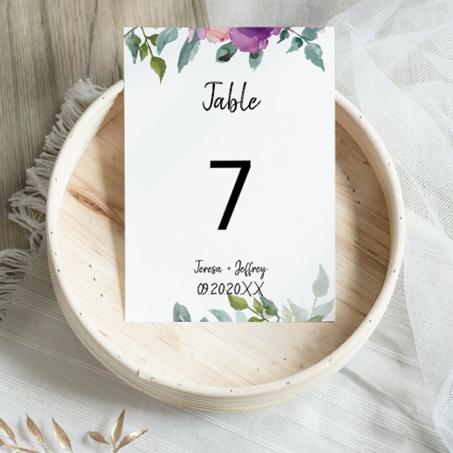 Tarjeta De Mesa Boda floral geométrico elegante (Subido por el creador)