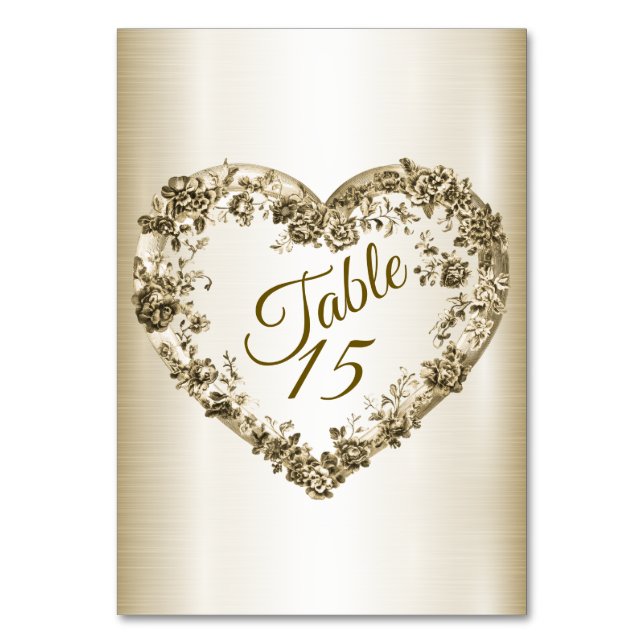 Tarjeta De Mesa Boda Floral Golden Ornate Frame Elegante (Anverso)