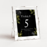 Tarjeta De Mesa Boda floral gótico de Halloween<br><div class="desc">Número de mesa de bodas gótica y elegante con ilustracion de rosas negros. Perfecto para un boda de Halloween.</div>