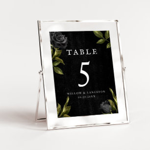 Tarjeta De Mesa Boda floral gótico de Halloween