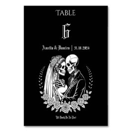 Tarjeta De Mesa Boda floral gótico hasta la muerte Skeleton