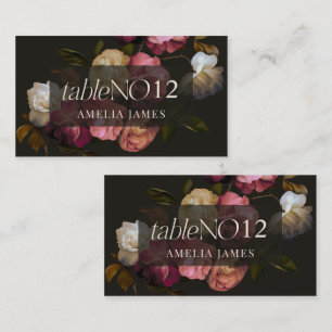 Tarjeta De Mesa Boda Floral Malhumorada Romántica Oscura Burgundy
