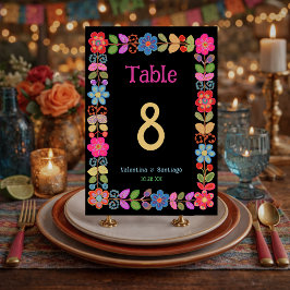 Tarjeta De Mesa Boda floral mexicana moderna