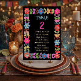 Tarjeta De Mesa Boda floral mexicana moderna