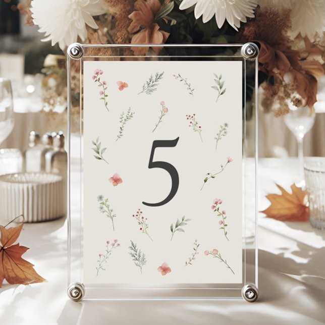 Tarjeta De Mesa Boda floral minimo Beige Boho (Subido por el creador)