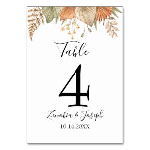 Tarjeta De Mesa Boda Floral Mínimo de Hojas