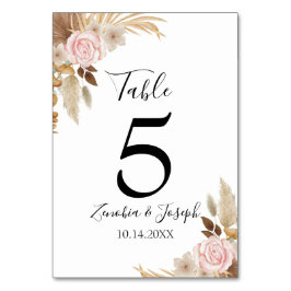 Tarjeta De Mesa Boda Floral Mínimo de Hojas