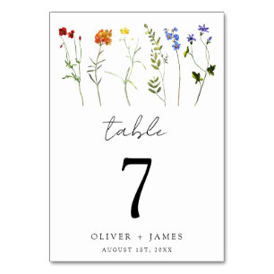 Tarjeta De Mesa Boda floral minimo del Orgullo Gay LGBTQ