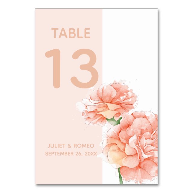 Tarjeta De Mesa Boda floral moderno (Anverso)