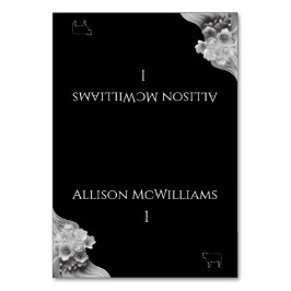 Tarjeta De Mesa Boda floral moderno Ícono de carne blanca y negra