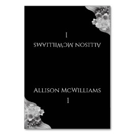 Tarjeta De Mesa Boda floral moderno negro y blanco