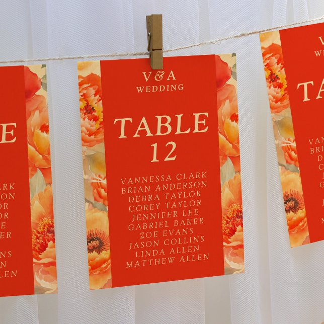 Tarjeta De Mesa Boda floral Naranja quemado por caída (Subido por el creador)