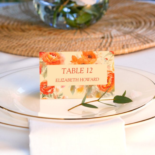 Tarjeta De Mesa Boda floral Naranja quemado por caída (Subido por el creador)