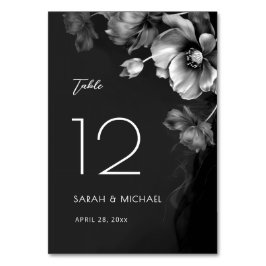Tarjeta De Mesa Boda floral negro plateado