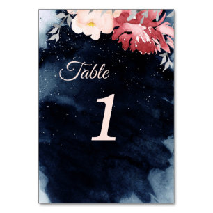 Tarjeta De Mesa Boda floral nocturno estrellado Números de tabla R