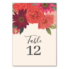 Tarjeta De Mesa Boda floral otoñal moderno Número de tabla