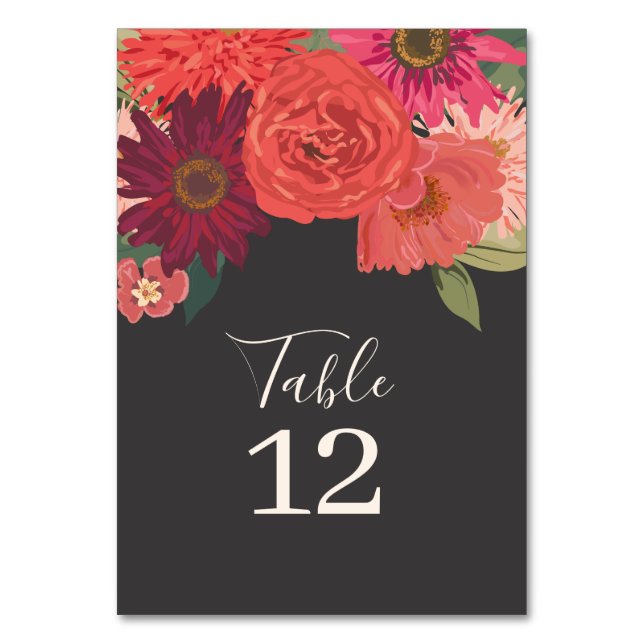 Tarjeta De Mesa Boda floral otoñal moderno Número de tabla (Anverso)