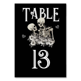 Tarjeta De Mesa Boda Floral Pareja de Skeleton