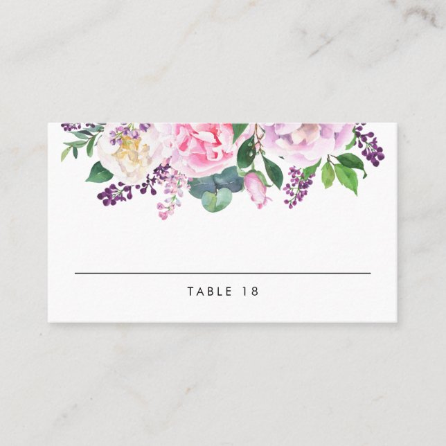 Tarjeta De Mesa Boda Floral Pastel Pink and Purple Peonies (Anverso)