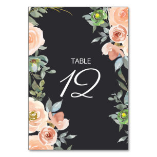 Tarjeta De Mesa Boda Floral Pastel Verde Melocotón Mariner