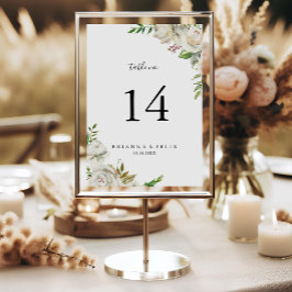 Tarjeta De Mesa Boda Floral Peony de invierno blanco