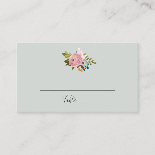 Tarjeta De Mesa Boda floral pintado (Anverso)