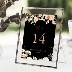 Tarjeta De Mesa Boda floral real formal negro