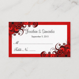 Tarjeta De Mesa Boda floral rojo y blanco